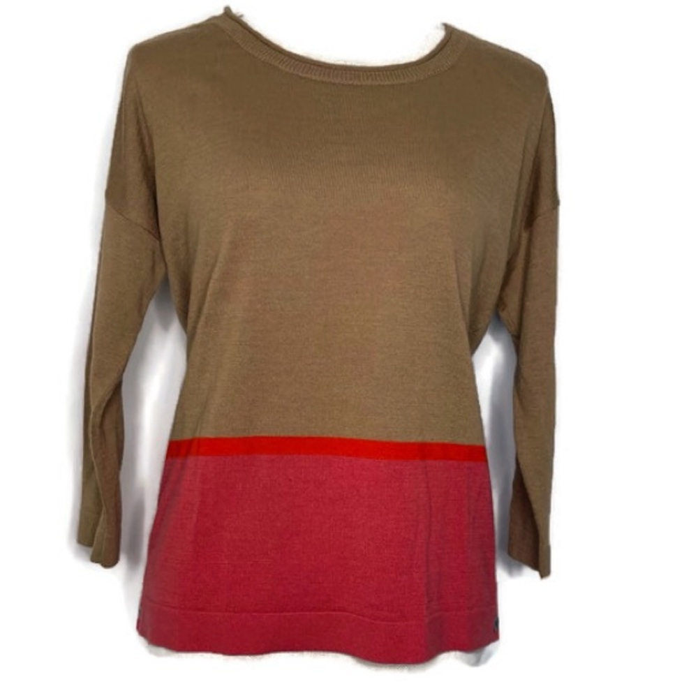 Color block 3/4 sleeve lightweight sweater